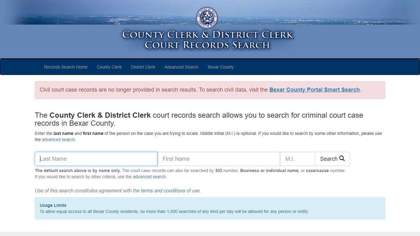 Court Records Search - Bexar County, Texas